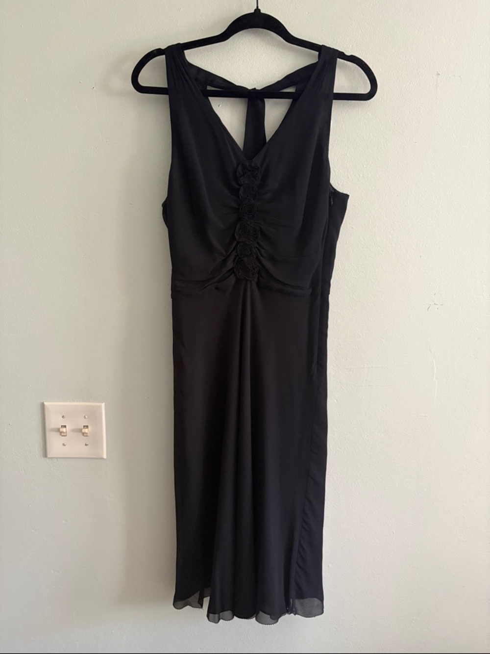 Ann Taylor silk Sleeveless Midi Dress with Back Tie and Rosette Front Detail 4